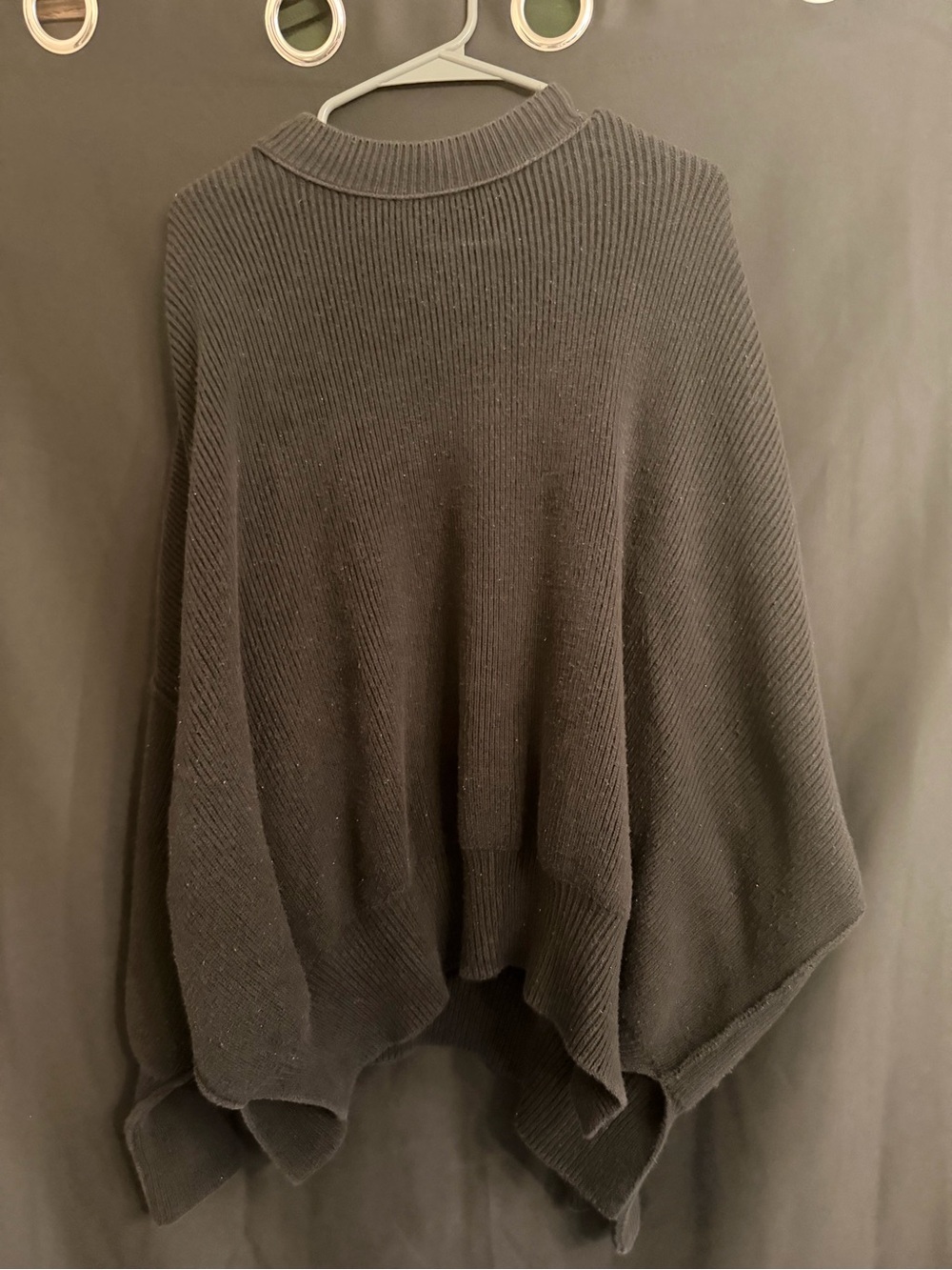 Free People Black Ribbed Knit Oversized Sweater Faded Black